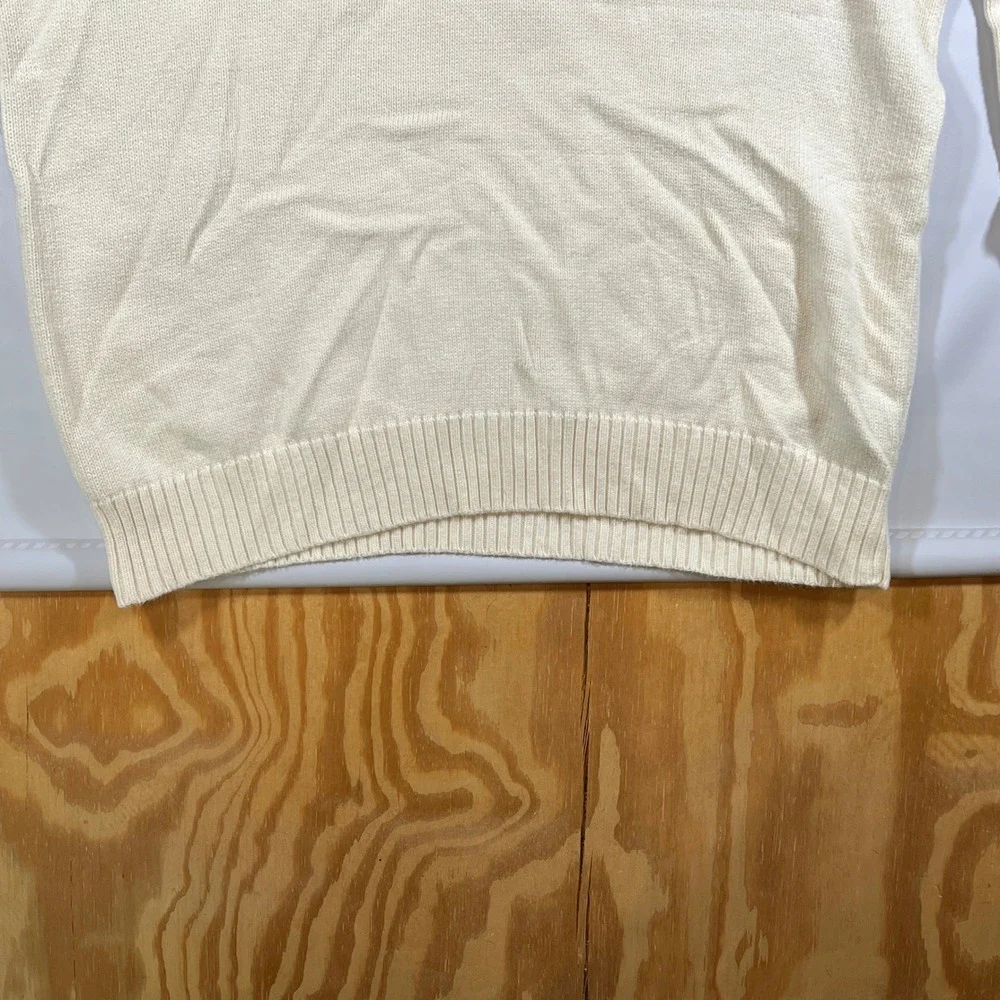 VTG Polo Ralph Lauren Quarter Zip Pullover Mens L Cream Preppy Old Money Sweater